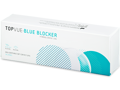 Preview of TopVue Blue Blocker contact lens packaging